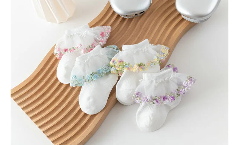 New Children's Socks With Lace Princess Girls Frilly Sock Soft Infant Baby Socken White Socks For Kids 0-10Years High Quality