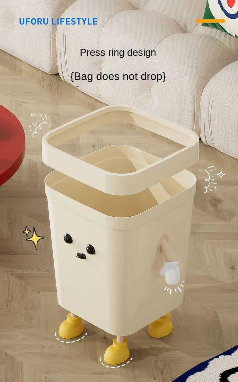 Cartoon cute creative trash can household high value living room kitchen garbage storage bucket bathroom bedroom wastebasket