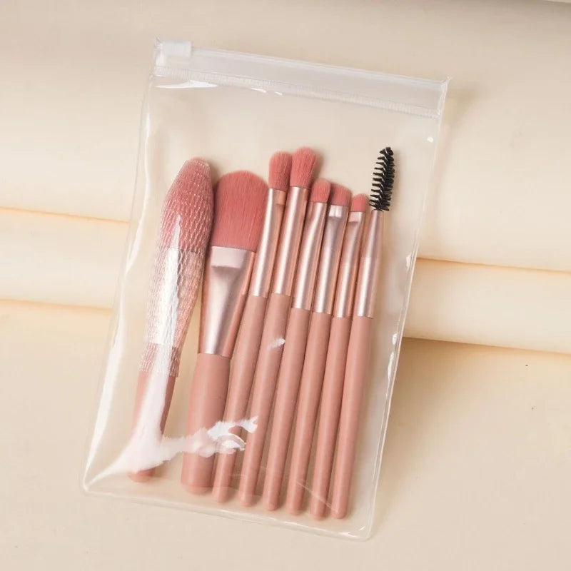 Mini Brush 8-Piece Makeup Bag Portable Concealer Powder Brush Set Soft Fur Make-up Tool Bag Foundation Brush Makeup Brush Set