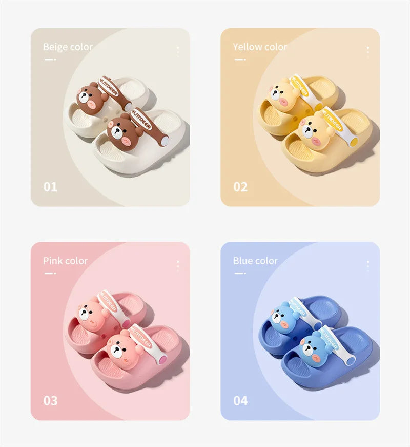 Newborn Baby Slippers Kids Shoes Summer Cute Animal Cartoon Bear Boys Girls Infant Child Comfortable Non-slip Sandals Kids Shoes