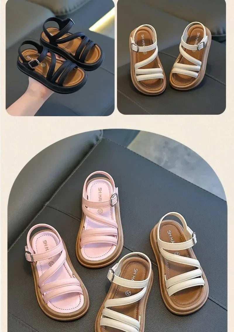 1-10Y Baby Girls Sandals Summer Children's New Cool Fashion Princess Cute Versatile Shoes for Students Flat Sandal Casual Shoe  (Available)