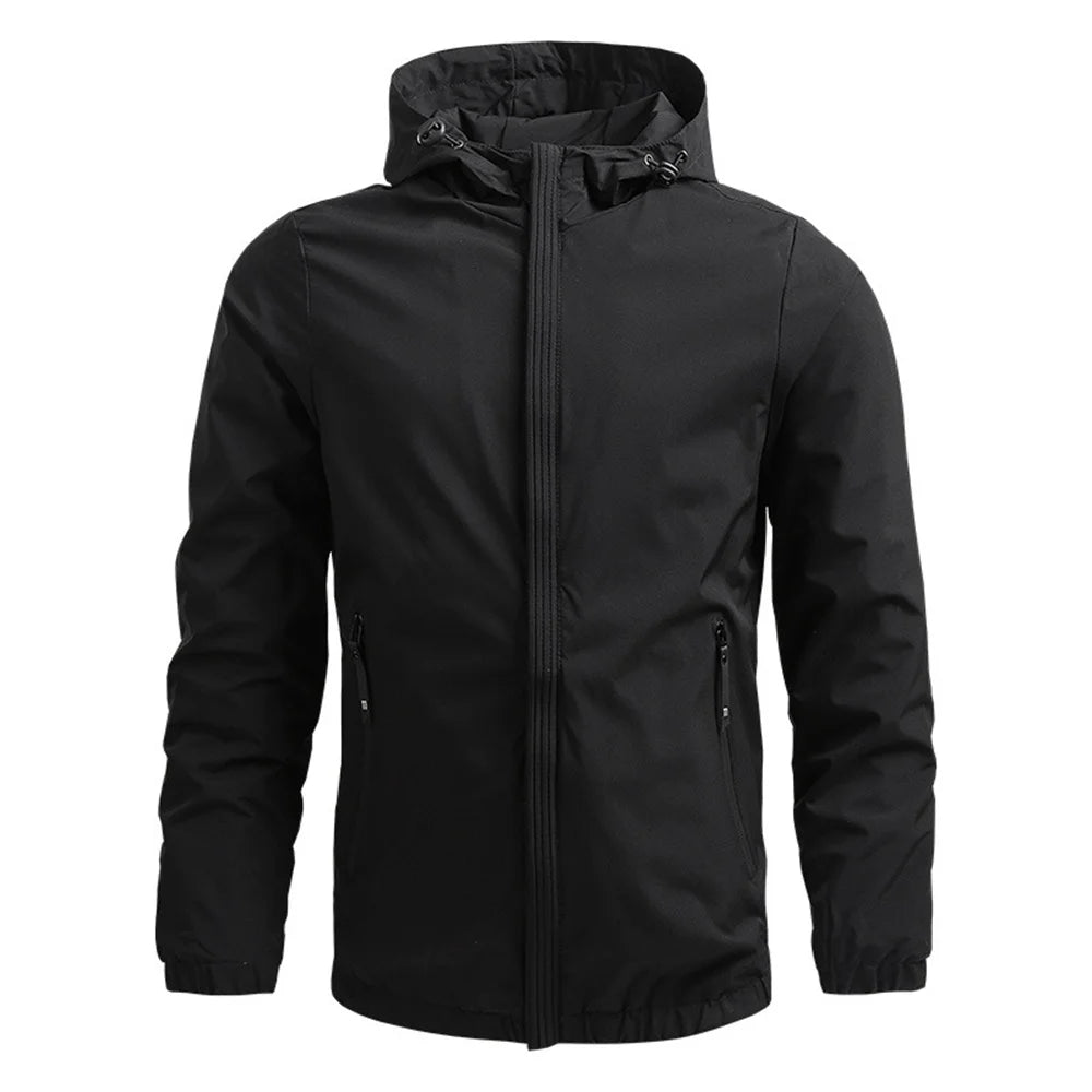 Men's hooded casual jackets, outdoor hiking and mountaineering suits, sports jackets, solid and well-fitting clothes for men