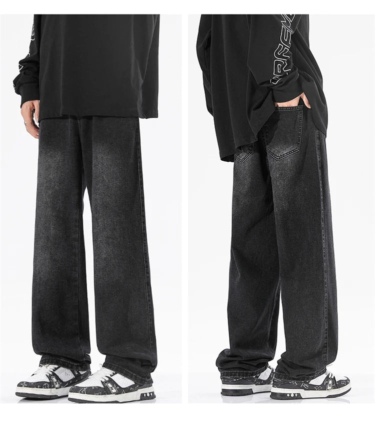 Men's Jeans Summer Thin Style Trendy Fashion 2025 New Boys Casual Versatile Loose Straight Wide-Leg Pants Men's
