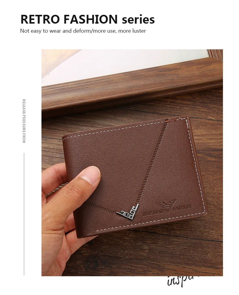 Men's Slim Money Clip Wallet Credit Card ID Holder Casual Male Leather Short Multi Card Holder Purses Business Man Bifold Wallet