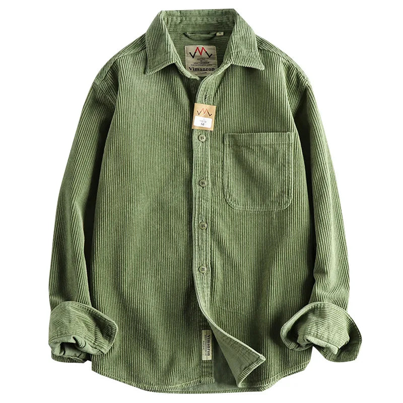 Men Loose Shirt Coat Long Sleeve Single Breasted Casual Shirts Pocket Spliced Turn Down Collar Blouses Cardigan Solid Autumn