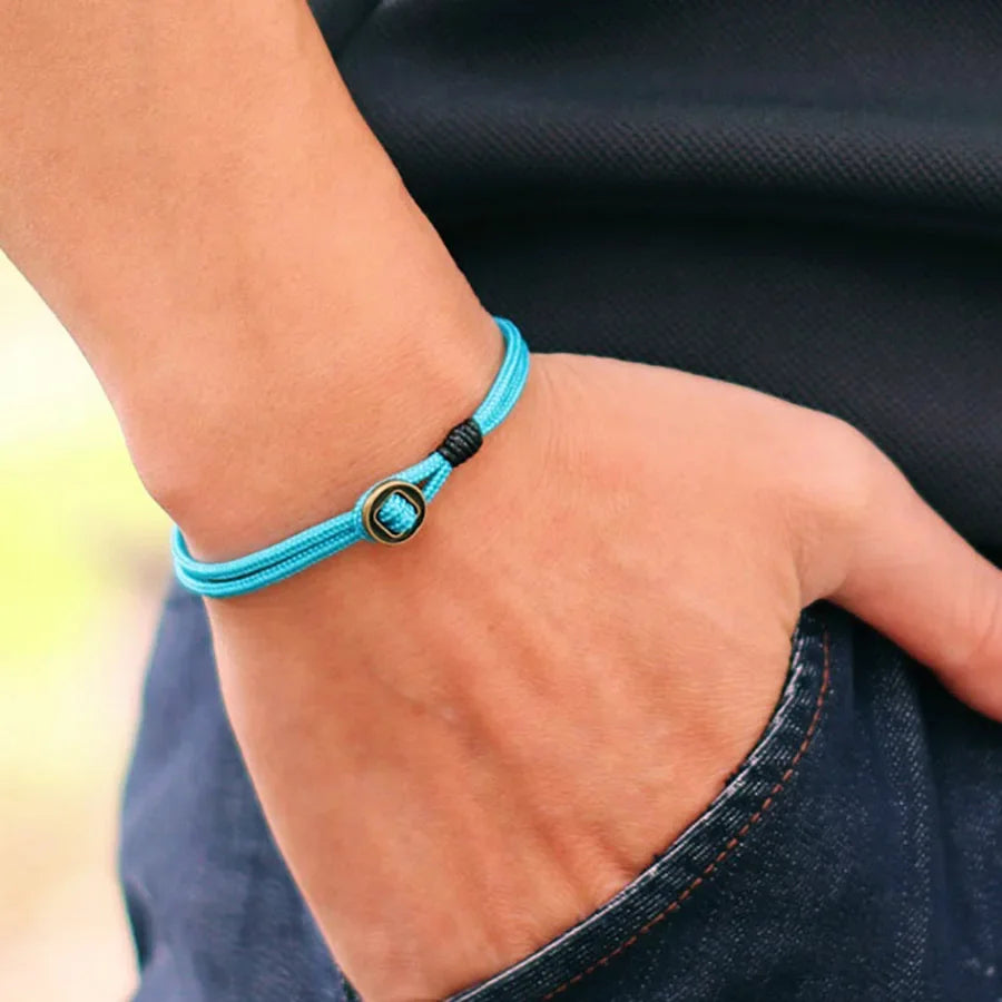 Novel Mens Bracelet With String Handmade Duoble Cord Braslet Easy Hook Wrap Braclet Husband Boyfriend Gift Pulsera Hombre Joias