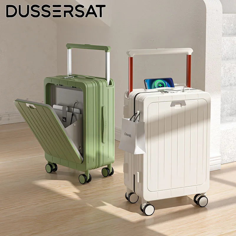 2025 New Luggage Carrier Reinforced Pc Front Open Suitcase 20 24-inch Business Trip Large Durable Carry-on Boarding