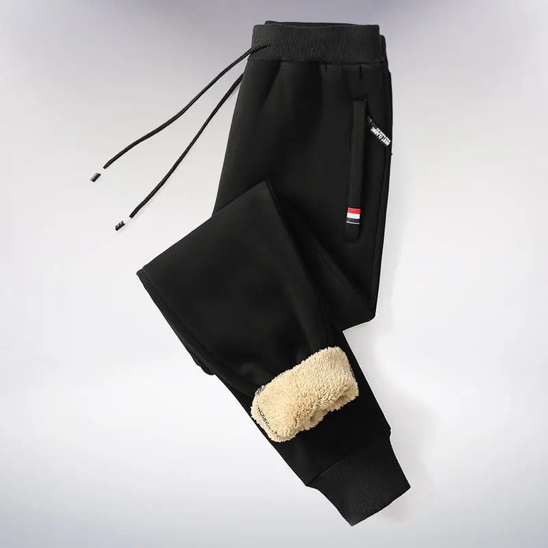 Winter Lambswool Warm Casual Pants Men's Fitness Jogging Sweatpants Male Solid Drawstring Bottoms Fleece Straight Trousers M-5Xl (Available)