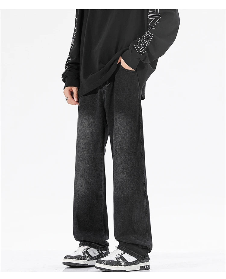 Men's Jeans Summer Thin Style Trendy Fashion 2025 New Boys Casual Versatile Loose Straight Wide-Leg Pants Men's