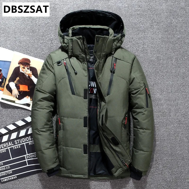 '-20 Degree Winter Down Coat Men White Duck Down Parkas Jacket Mens Thick Warm Snow Parka Jacket Overcoat Windbreaker Warm Parkas  (Available)
