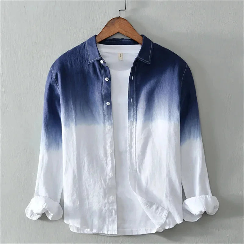 Men's shirts long sleeve shirts fashion design casual linen shirts gradient large size design high quality men's tops XS-6XL