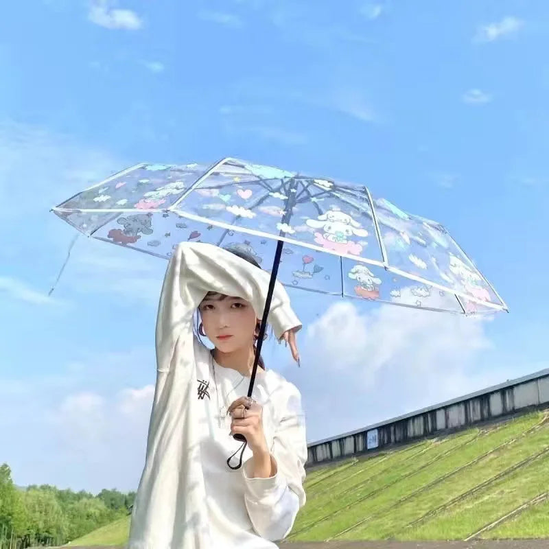 Sanrio Kuromi Folding Umbrella Cinnamoroll Printed Windproof Kawaii Mini Storage Girl Gift Rainy Outing Portable Lightweight Y2K