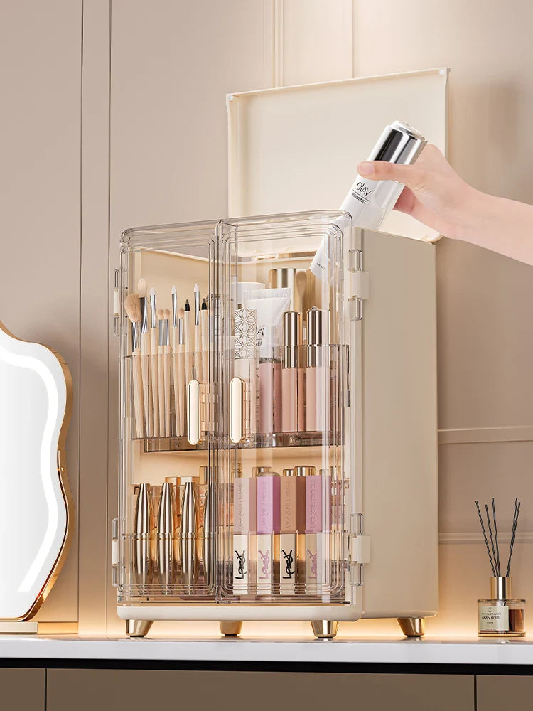 Cosmetics storage box, large-capacity dust-proof desktop, skin care and dressing table, internet-famous light luxury makeup box