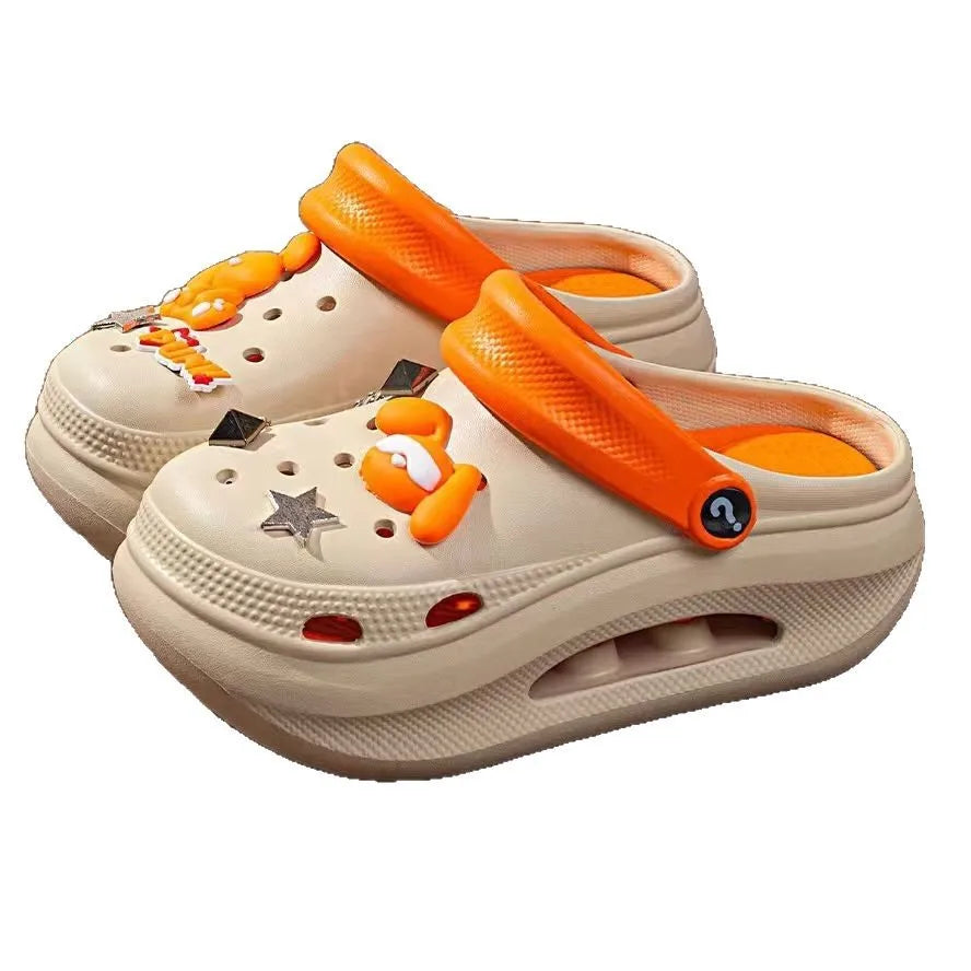 New summer thick bottom high elastic waterproof EVA clogs shoes comfortable sandals non-slip half slippers beach shoes