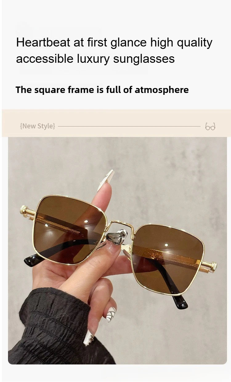 Sun Glasses New Eyeglasses Vintage Steampunk Square Metal Sunglasses Fashionable Versatile Unisex Eyewear Unique Statement Style