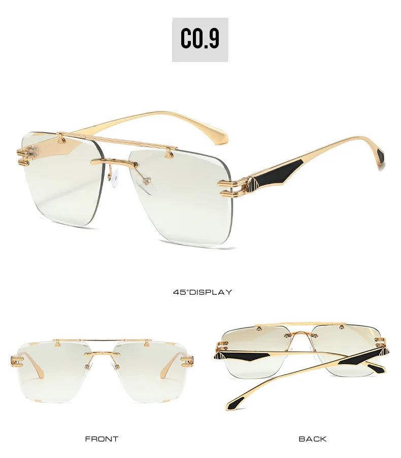 INS Popular Rimless Pilot Sunglasses Men Women Square Shades Retro Brand Female Sun Glasses Vintage Fashion Oculos De Sol UV400