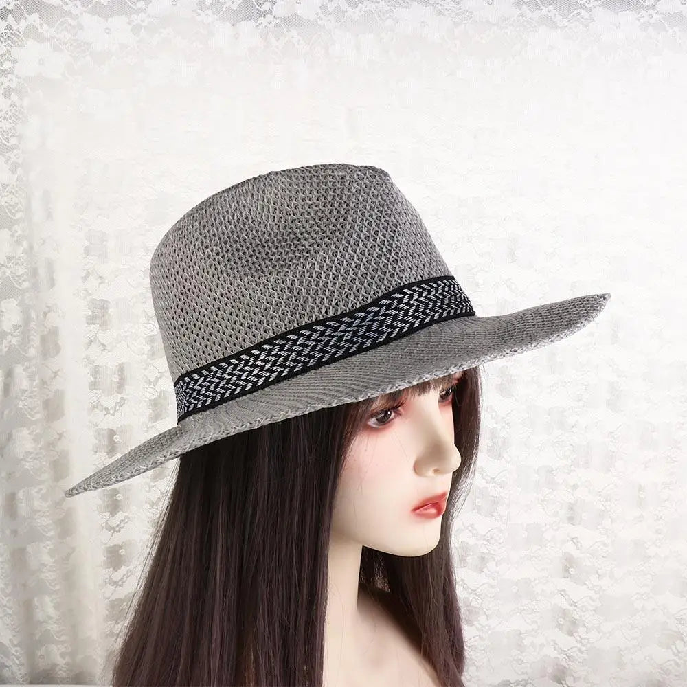 Fisherman Hat Cool Beach Dad Bowler Hat Bohemia Style Male Solid Color Panama Hat Old Man Sun Hat Middle-aged Men Straw Hat