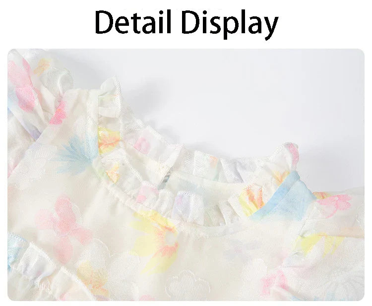 Summer girl's dress new style children's Western style floral chiffon princess dress printed baby's park play skirt