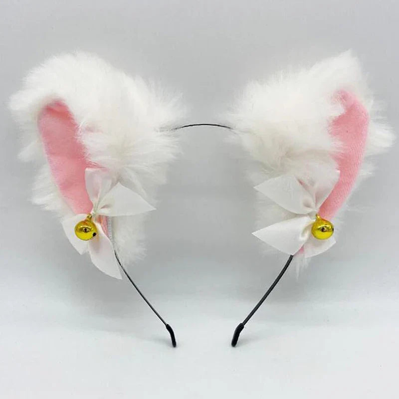 Girls Lace Bow Necklace Plush Bell Hairband Cosplay Masquerade-Party Costume