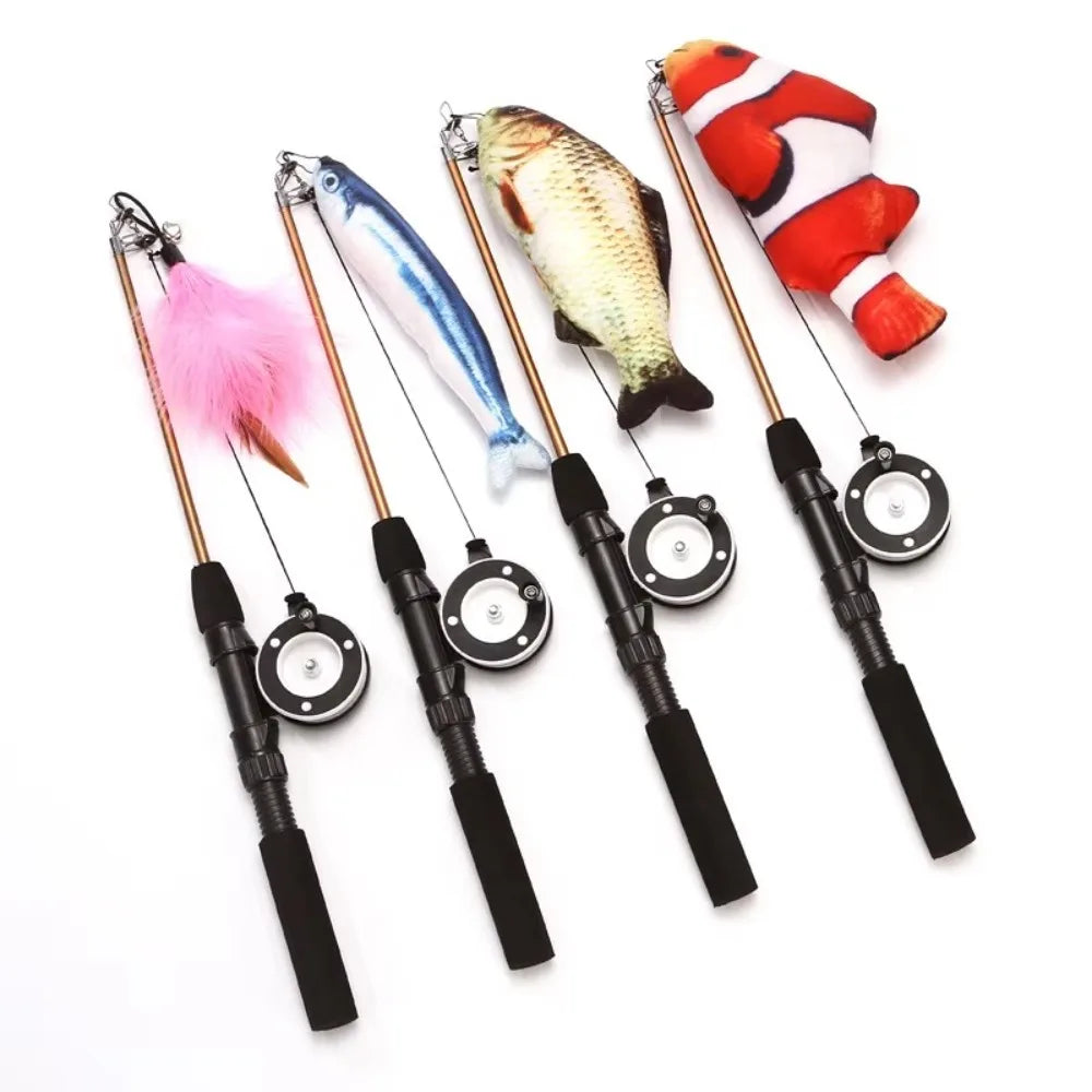 Retractable Cat Teaser Wand Toy Ultra-Long Refills Cat Feather Toys Catnip Fishing Rod Interactive Cat Toys for Indoor Cats