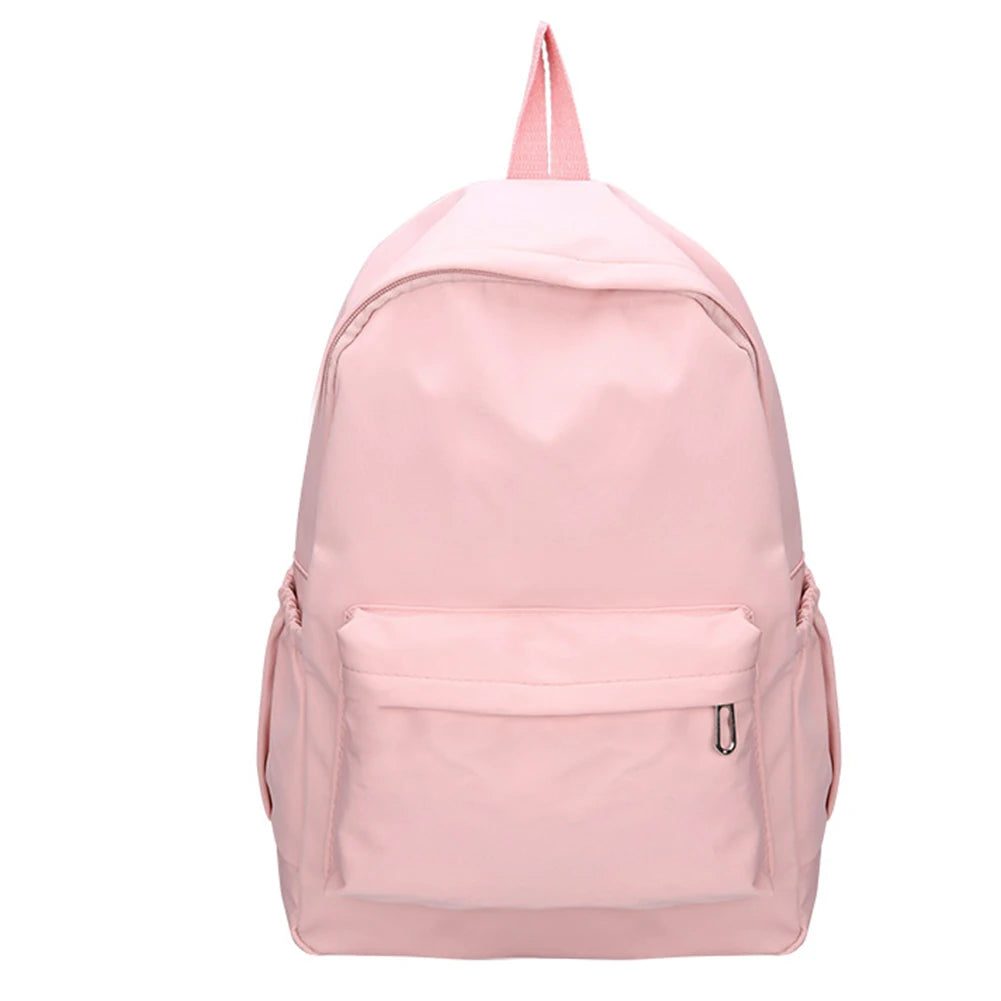 Daily Large Capacity Travel School Backpacks Ladies Pure Color Shoulder Knapsacks Nylon Zipper Shopping Rucksacks