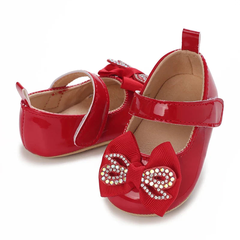 Spring and Autumn Bow Mary Jane Princess Shoes  Baby Girl Rubber Bottom Anti slip Sneaker