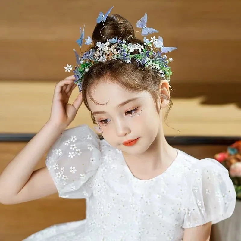 Sweet crowns for bouquets Headband For Kid  Forest Style Hairbands Girl butterfly flower crown Hair Band Flower headpiece