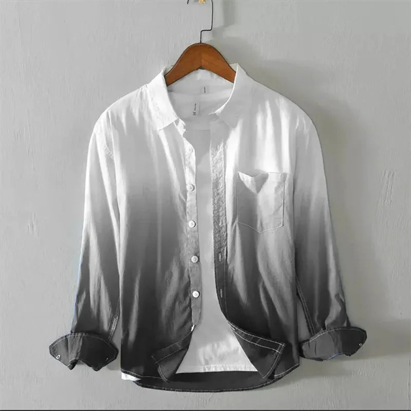 Men's shirts long sleeve shirts fashion design casual linen shirts gradient large size design high quality men's tops XS-6XL