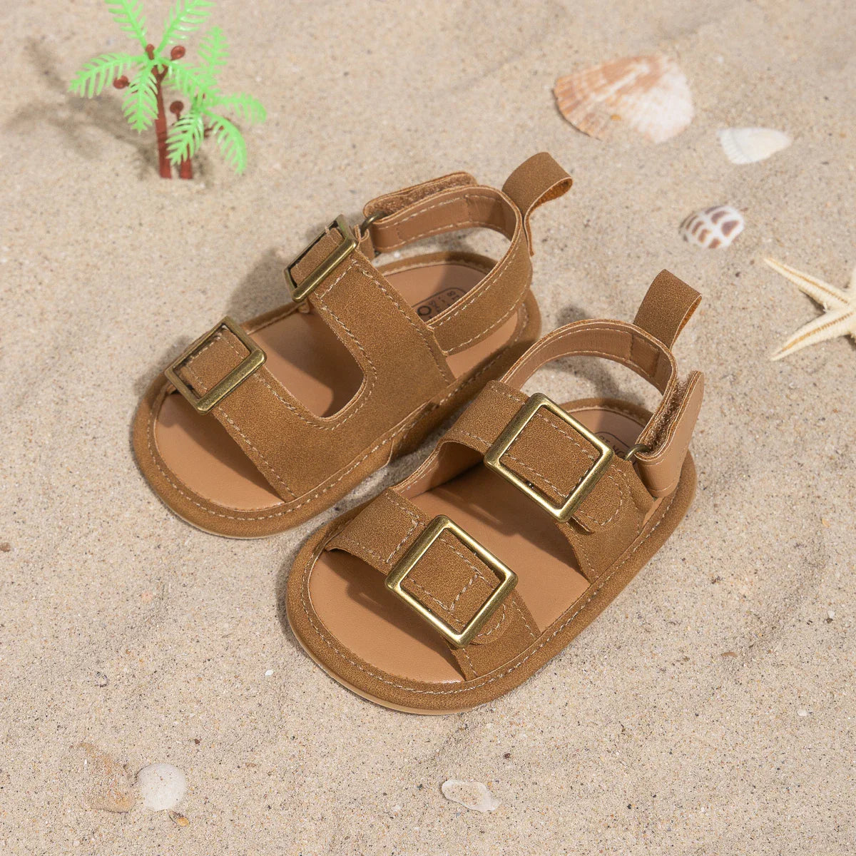 Casual Style Buckle Decoration Beach Baby Sandals Anti-slip Comfortable Soft-soled Baby First Walkers