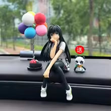 Car Interior Dashboard Ornaments Cartoon Anime ONE PIECE Luffy Yukino Set Action Figure Model Balloon Decor Auto Accessories
