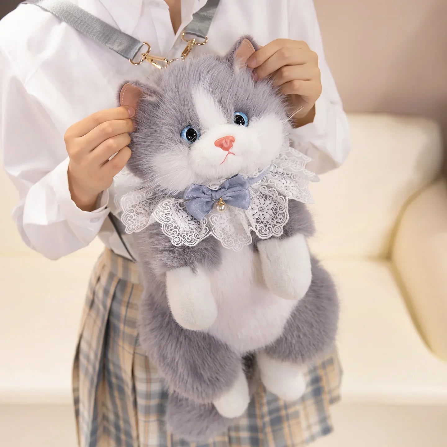 Simulated Puppet Cat Backpack Doll Cute Cat Backpack Plush Toy Daughter Birthday Gift