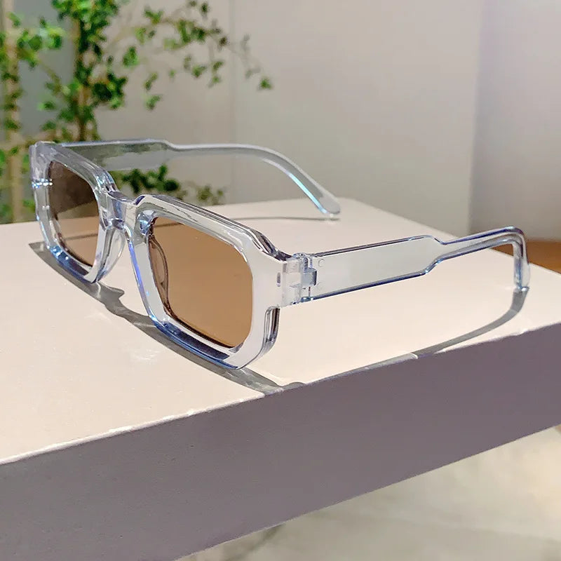 New Men Vintage Rectangle Frame Sunglasses Fashion Retro Sun Glasses Luxury Brand Design Glasses UV400 Eyewear Women Goggles