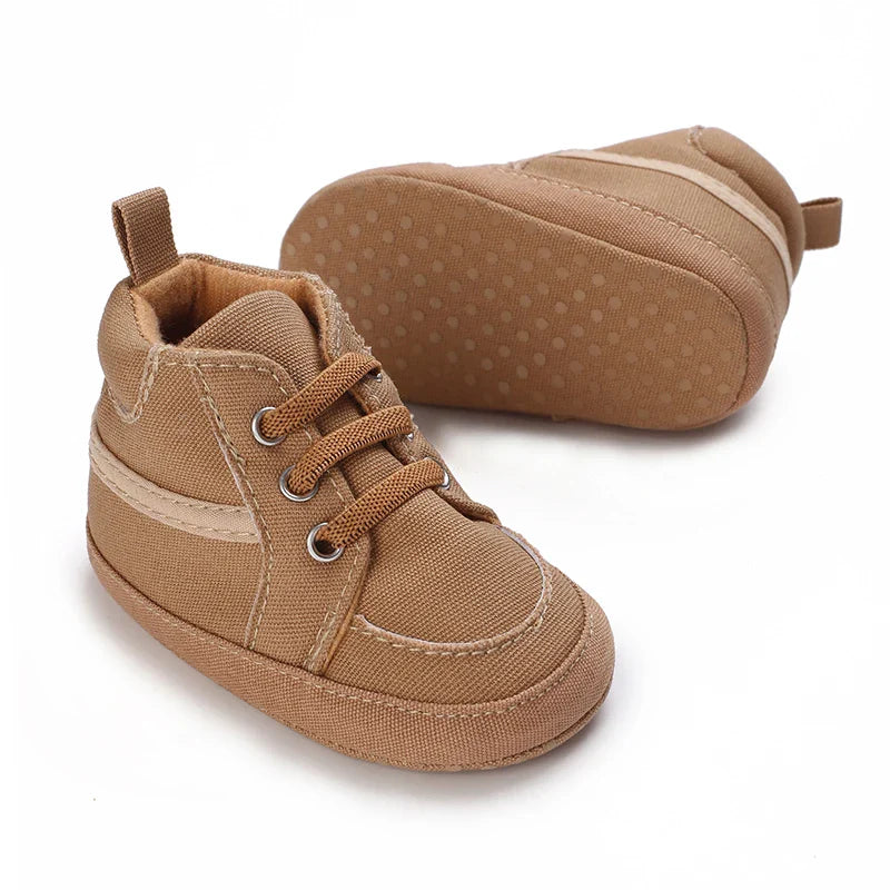 Autumn and Spring Brown Baby Sneakers for Boys 0-12 Months First Walking Shoes