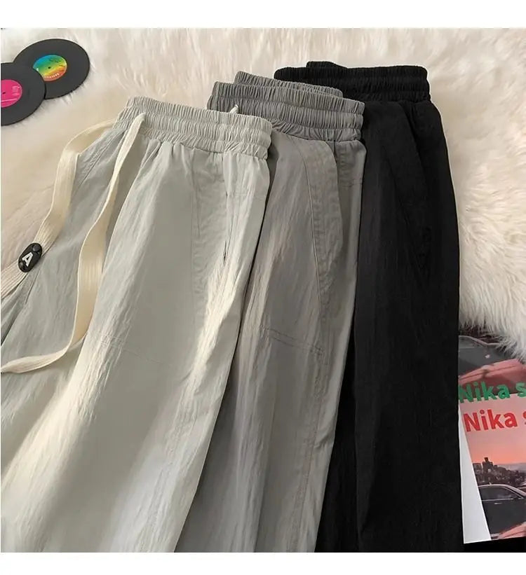 Summer Pants for Men Trendy and Versatile Loose Straight-leg Teenage American Quick-dry Cargo Casual   (Available)