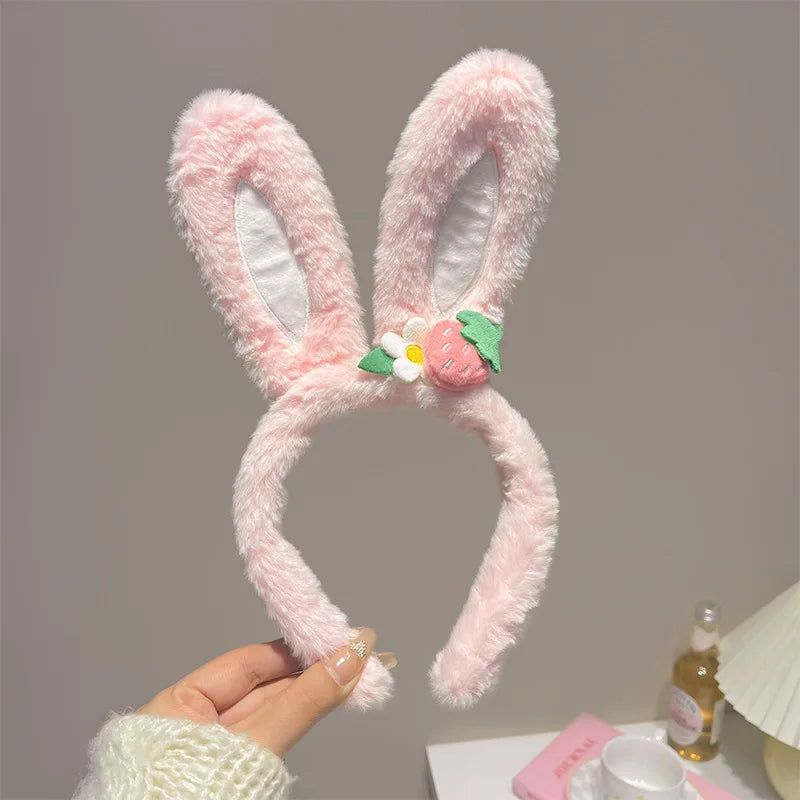 New cute plush headband with bow & rabbit ears,lace trim for delicacy.Soft skin-friendly,no hair damage.Perfect for washing face