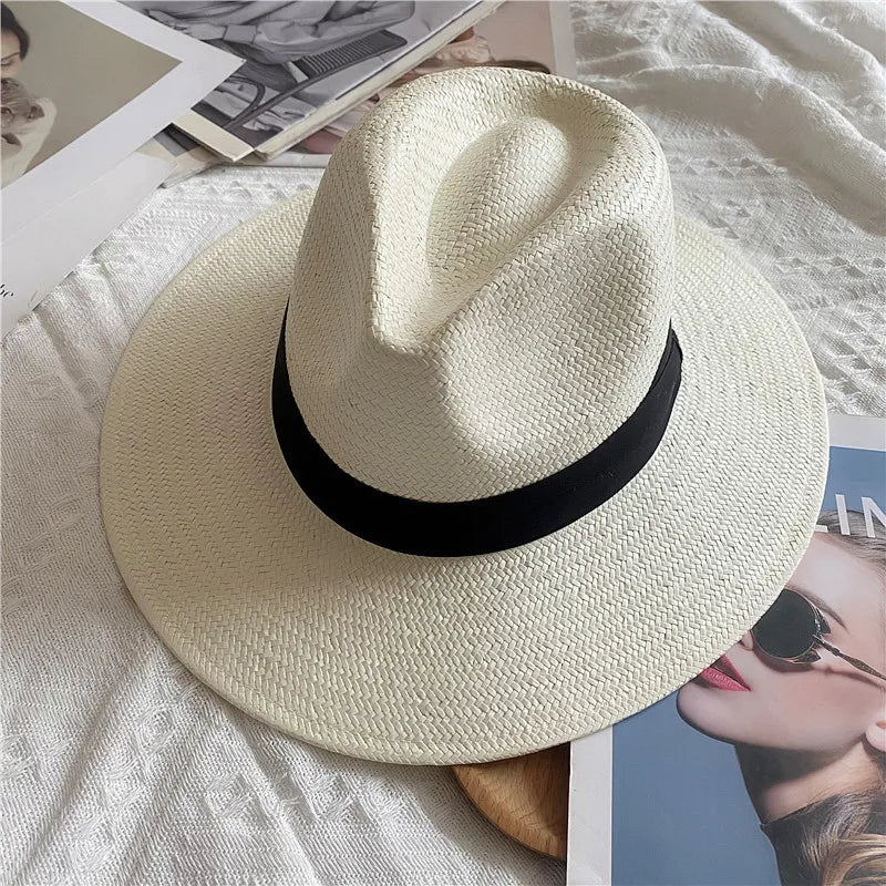 Men's Panama Hat Simple Unisex Five-point Straw Summer Travel Holiday Sun Hat Retro Hat gorras para hombres