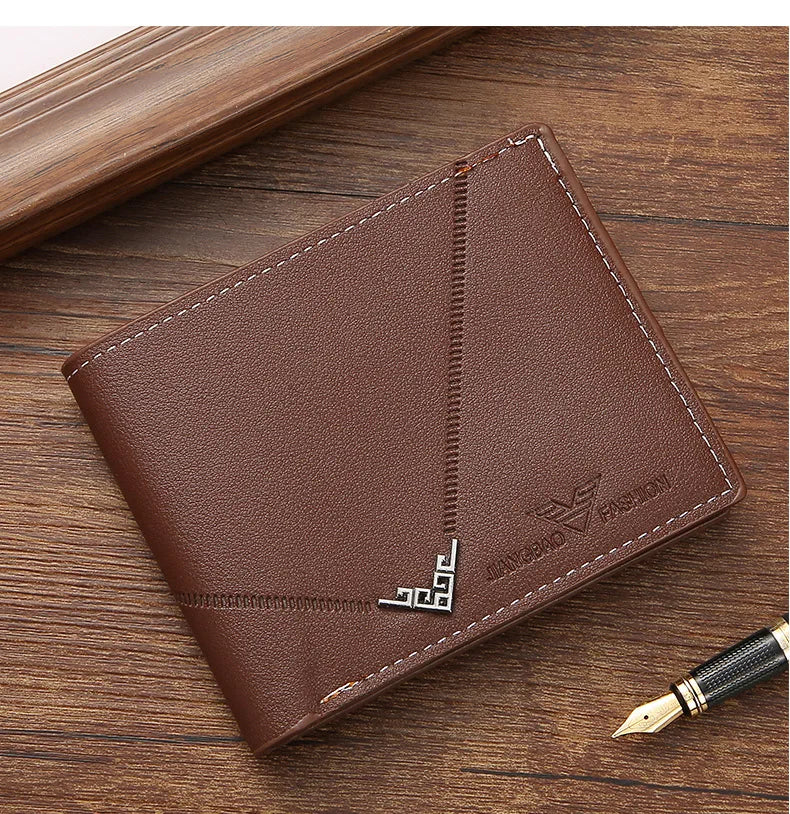 Men's Slim Money Clip Wallet Credit Card ID Holder Casual Male Leather Short Multi Card Holder Purses Business Man Bifold Wallet