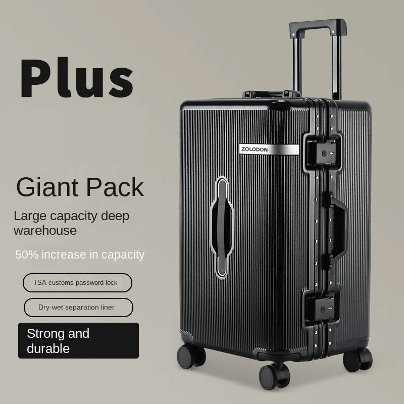 2026 New Luggage Aluminum Frame  ABS+PC 26/28 inch Large Size Travel Suitcases 20inch Cabin Bag Password Trolley Case