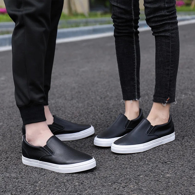 New Shoes for Men Leather Casual Shoes Spring Fashion Concise Flat Shoes 2 Colors Slip-on Loafers   (Available)