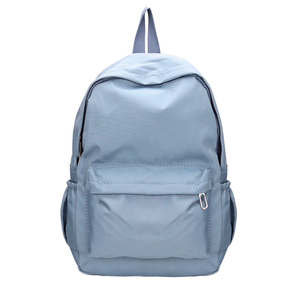 Daily Large Capacity Travel School Backpacks Ladies Pure Color Shoulder Knapsacks Nylon Zipper Shopping Rucksacks