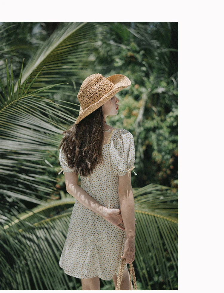 Panama Hat Summer Sun Hats for Women Man Hollow Out Beach Straw Hat for Men UV Protection Cap Chapeau Femme Women's Cowboy Hat