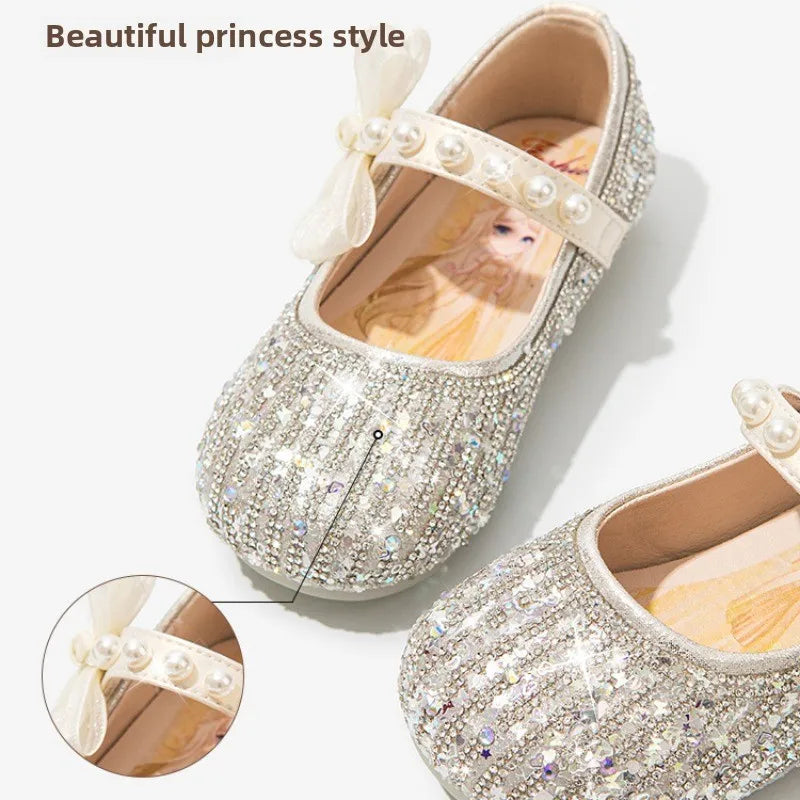 Princess Girls Shoes Children's Small Leather Shoes The New Paragraph in The Spring Baby Crystal Single Girl Soft Bottom Shoes