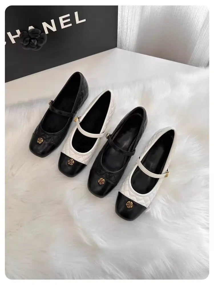 Spring and Autumn temperament commuting shallow mouth single shoe square toe Mary Zhen single shoe women