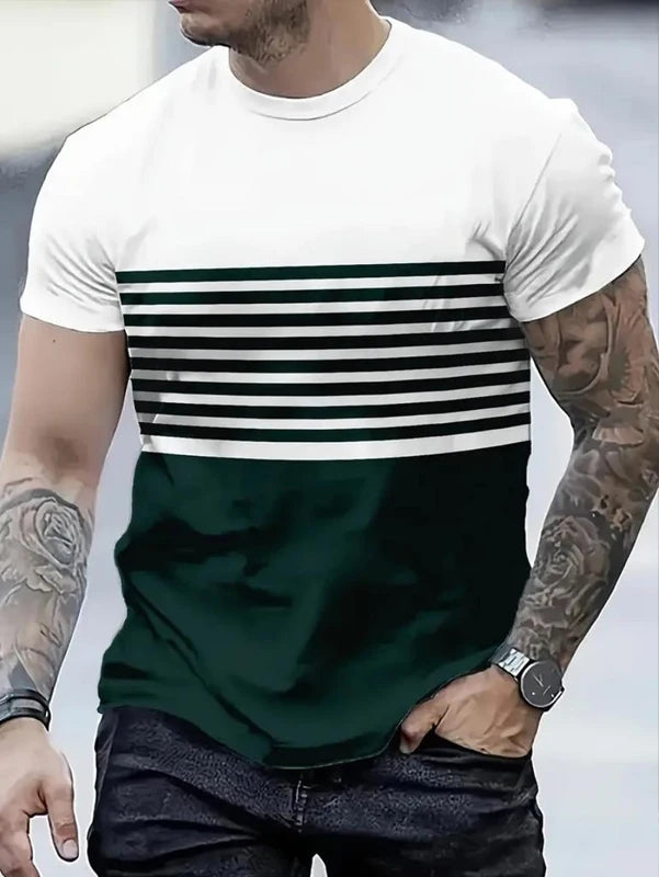 Summer Men Clothes Short Sleeve Round Neck Tops T Shirt Men Casual Fashion Fitness Running Sport Tops High Elasticity