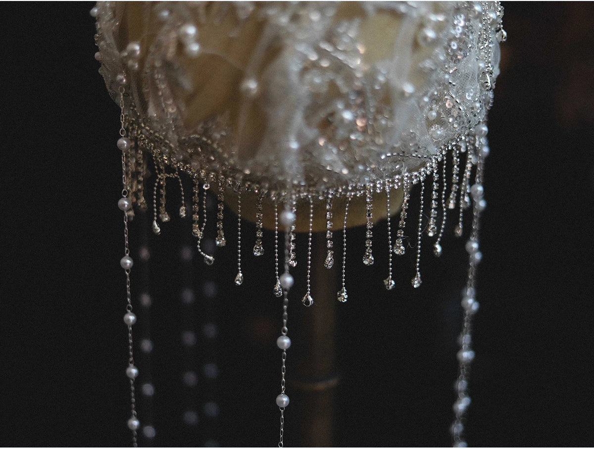 Fashion Exquisite Rhinestone Beaded Fringed Hat Yarn Bridal Wedding Personalized Retro Dress Wedding Photo Styling Jewelry