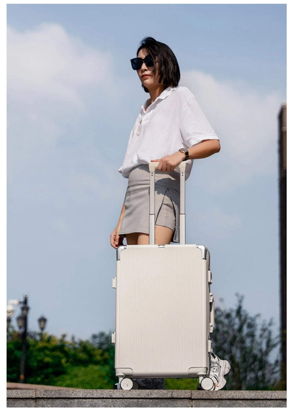 16"/20" Suitcase Carry-on Boarding for Women Travel Trolley Case with Aluminum Frame Password Lock Rolling Luggage 22/24/26/28"