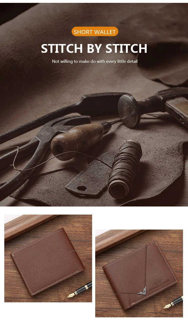 Men's Slim Money Clip Wallet Credit Card ID Holder Casual Male Leather Short Multi Card Holder Purses Business Man Bifold Wallet