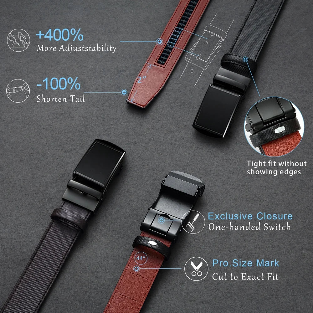 DOOPAI New Mens Belt Hollow Automatic Mens Belt Genuine Leather Luxury Belt  For Men Belt Male Strap Male Metal Automatic Buckle