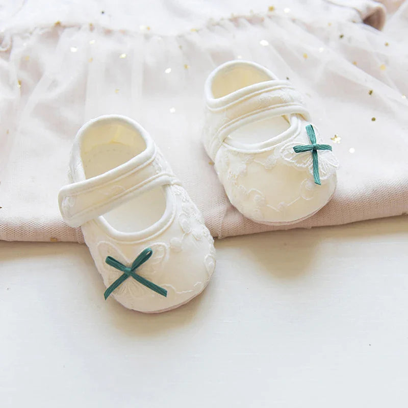 Baby Girl Cute Flats Non-slip Soft Soles Butterfly/Cherry Mary Jane Shoes Casual Walking Shoes for Newborn Toddler