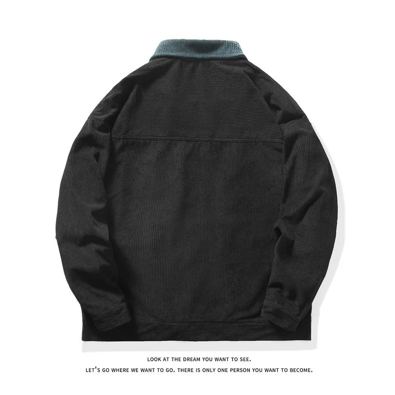 Streetwear Work Jackets Mens Fashion Style With Big Pockets Corduroy Bomber Jackets Full Zip Fall Jacket Outwear 3 Colors M-5XL